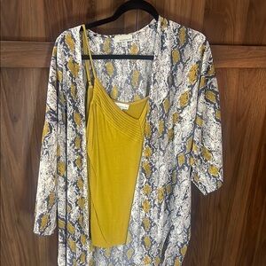 Allison Joy Snake Print Kimono with Mustard Tank